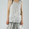 PRE-ORDER - Linen Vest Top in Grey Print