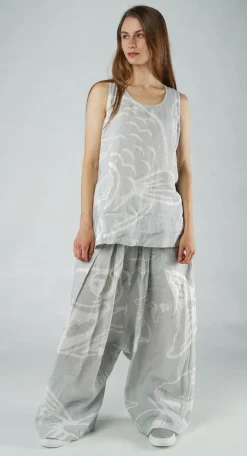 PRE-ORDER - Linen Vest Top in Navy Print (Pictured in Grey Print)
