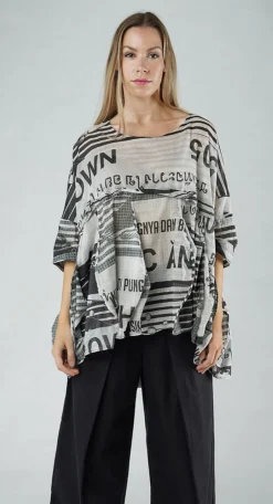 PRE-ORDER - Oversized Lightweight Cotton Top in Grey Print (Pictured in Black Print)