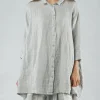 PRE-ORDER - Oversized Linen Shirt in Navy (Pictured in Grey)