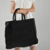 PRE-ORDER -  Oversized Raffia Tote Bag in The (Pictured in Black)