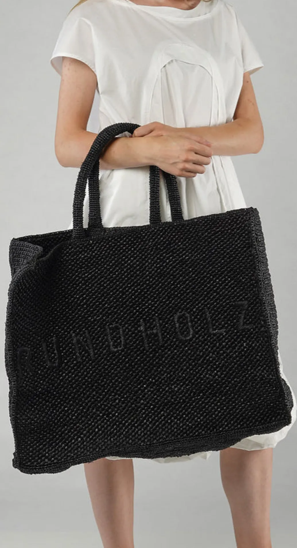 PRE-ORDER - Oversized Raffia Tote Bag in The (Pictured in Black)