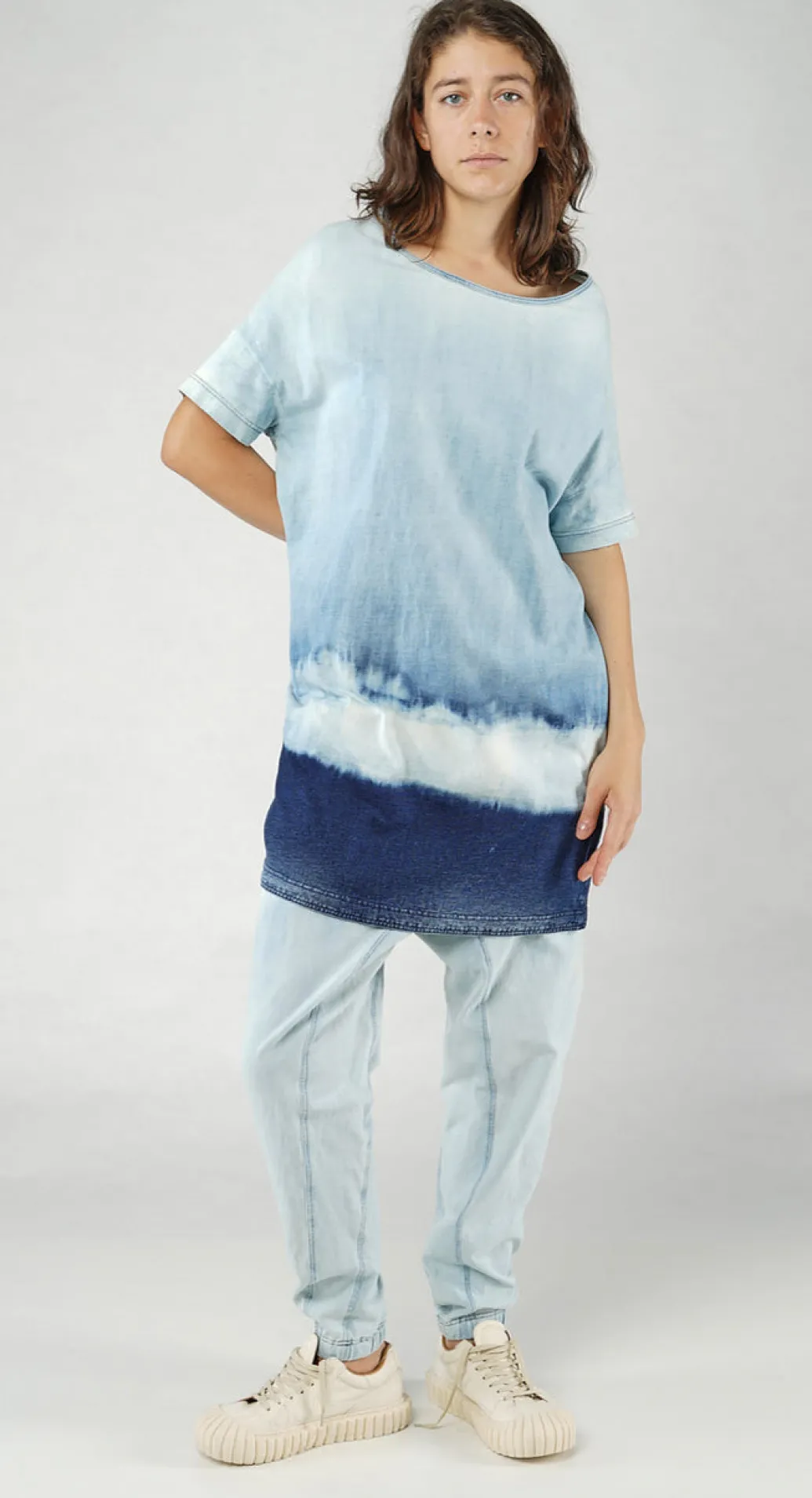 PRE-ORDER - Oversized T-Shirt Dress in Bleachwash (Pictured in Stonewash)