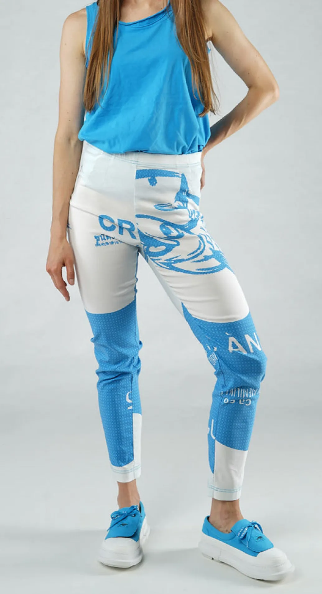 PRE-ORDER - Pull On Skinny Fit Trousers in Black Print (Pictured in Malibu Print)