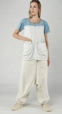 PRE-ORDER -  Round Neck T-Shirt with Front Patch Pockets in Bleachwash