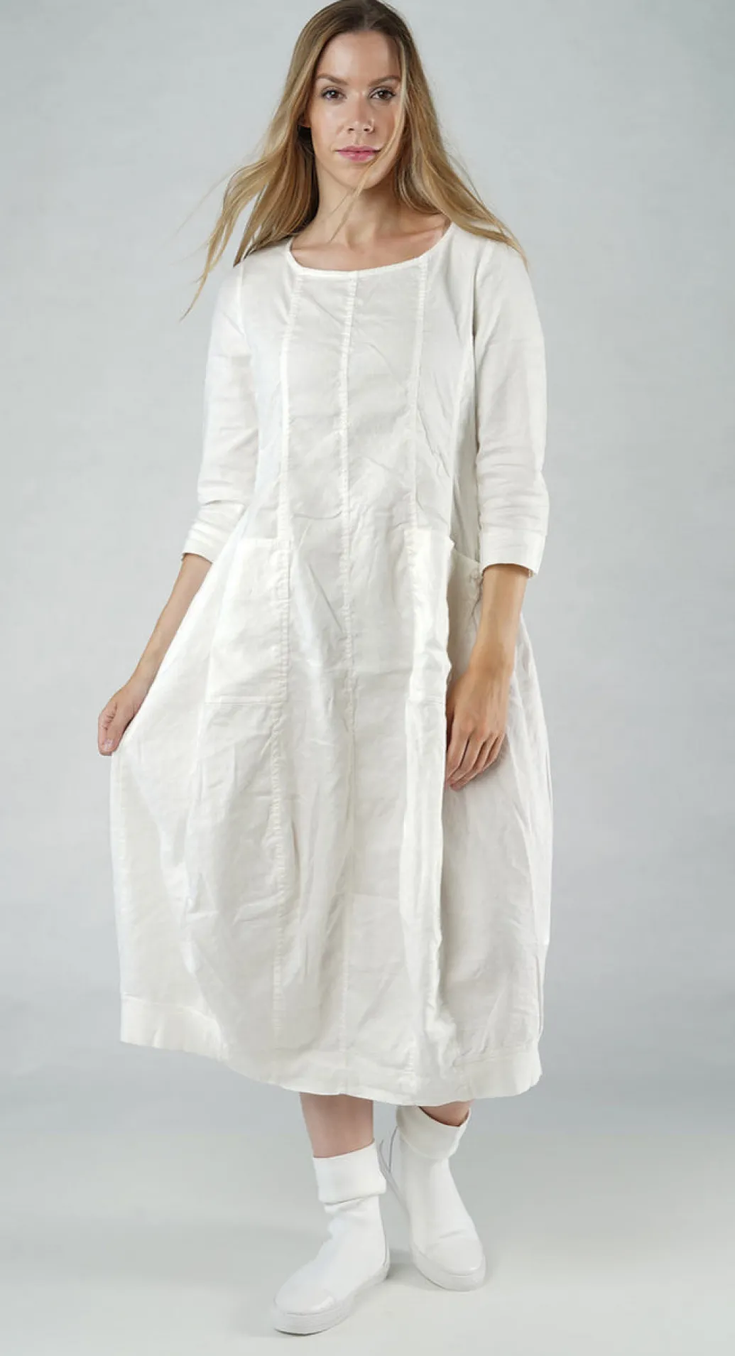 PRE-ORDER - Seam Detail Dress in Navy (Pictured in Offwhite)