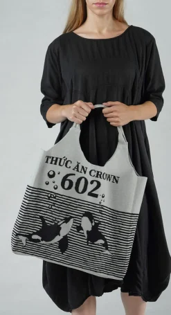 PRE-ORDER - Shopper Bag in Black Offwhite (Pictured in Grey Black)