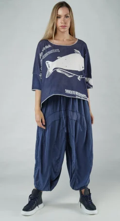 PRE-ORDER - Short Pullover in Aqua Print (Pictured in Navy Print)