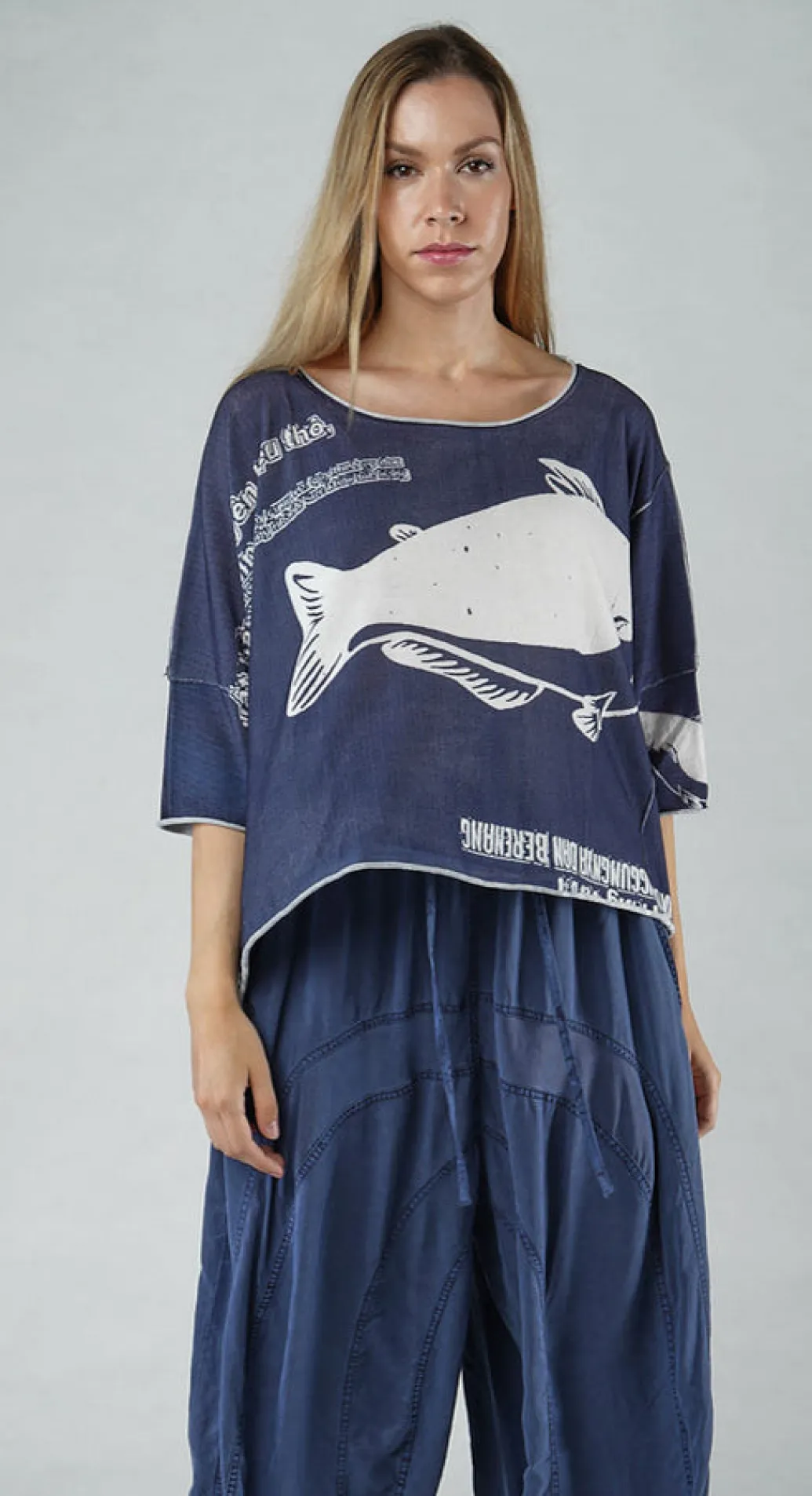 PRE-ORDER - Short Pullover in Aqua Print (Pictured in Navy Print)