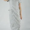 PRE-ORDER - Short Sleeve Fitted Dress in Offwhite (Pictured in Grey)
