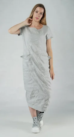 PRE-ORDER - Short Sleeve Fitted Dress in Offwhite (Pictured in Grey)