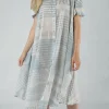 PRE-ORDER - Short Sleeve Lightweight Shirt Dress in Grey Print