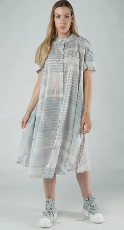 PRE-ORDER - Short Sleeve Lightweight Shirt Dress in Grey Print