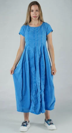 PRE-ORDER - Short Sleeve Tulip Hem Dress in Malibu Pigment
