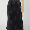 PRE-ORDER - Shredded Front Skirt in Black