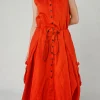 PRE-ORDER - Sleeveless Button-Down Dress in Black (Pictured in Mandarine)