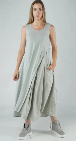 PRE-ORDER - Sleeveless Dress with Flared Insert in Offwhite (Pictured in Grey)