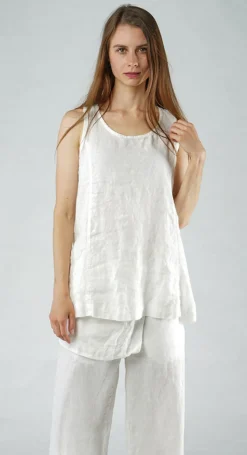 PRE-ORDER - Sleeveless Linen Top in Malibu (Pictured in Offwhite)