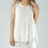 PRE-ORDER - Sleeveless Linen Top in Navy (Pictured in Offwhite)