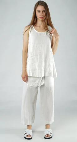 PRE-ORDER - Sleeveless Linen Top in Grey (Pictured in Offwhite)