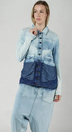 PRE-ORDER - Tailored Denim Jacket with Contrast Stitching in Bleachwash (Pictured in Stonewash)