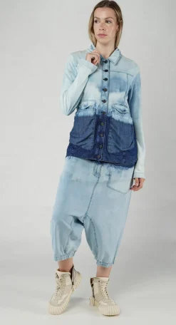 PRE-ORDER -  Tailored Denim Jacket with Contrast Stitching in Mandarine Dye (Pictured in Stonewash)