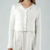 PRE-ORDER - Textured Cropped Cardigan in Black (Pictured in Offwhite)