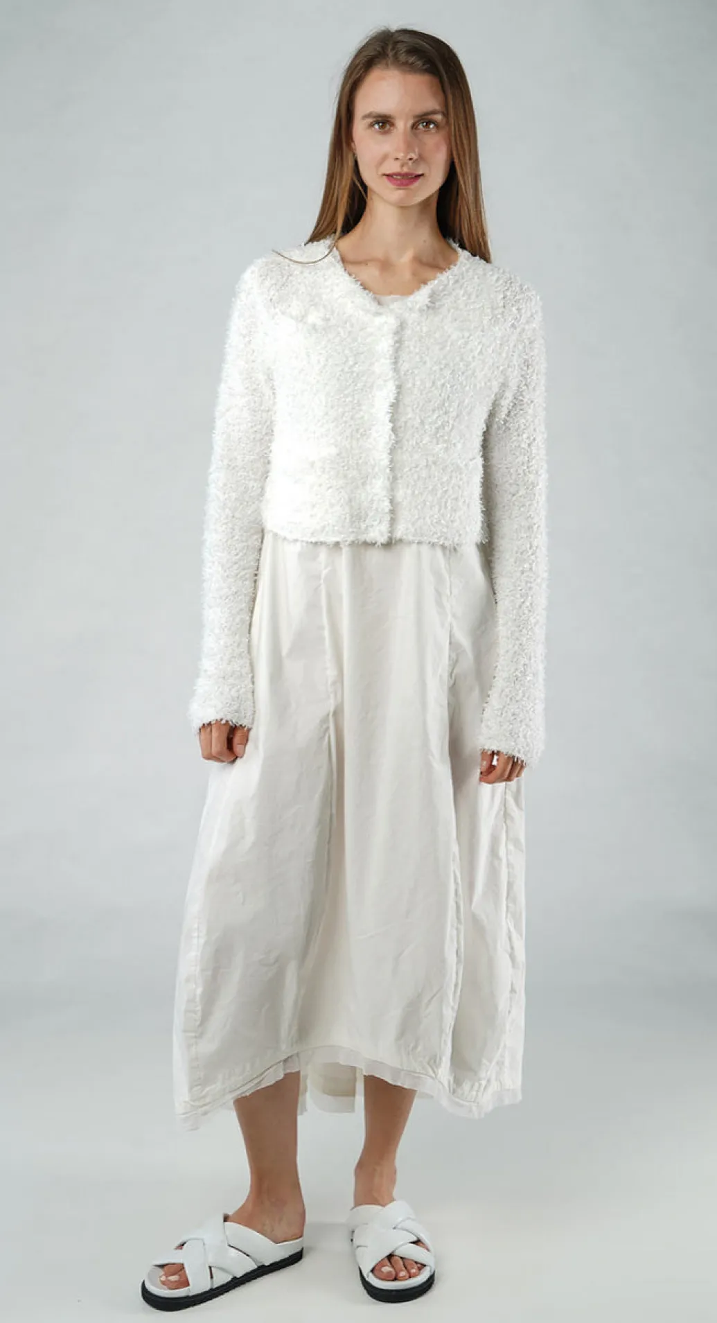 PRE-ORDER - Textured Cropped Cardigan in Black (Pictured in Offwhite)