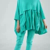 PRE-ORDER - Top with Tulip Peplum Hem in Grey (Pictured in Aqua)