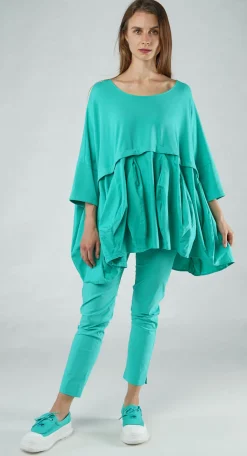 PRE-ORDER - Top with Tulip Peplum Hem in Black (Pictured in Aqua)