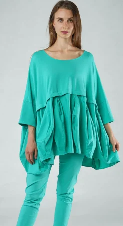 PRE-ORDER - Top with Tulip Peplum Hem in Malibu (Pictured in Aqua)