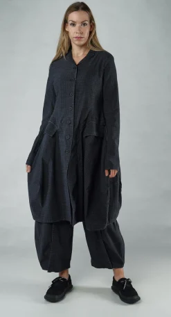 PRE-ORDER - Tulip Hem Coat in Black Check