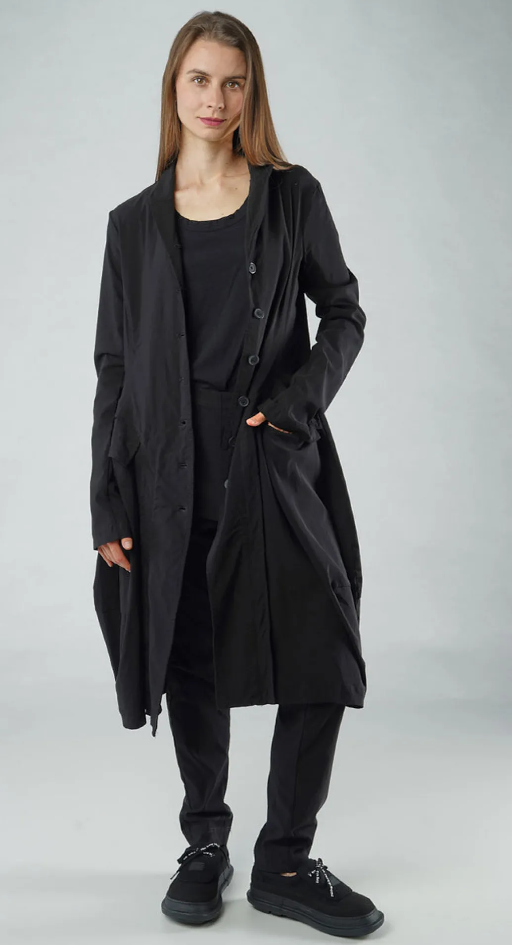 PRE-ORDER - Tulip Hem Coat in Aqua (Pictured in Black)