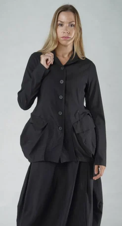 PRE-ORDER - Tulip Hem Jacket in Navy (Pictured in Black)