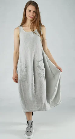 PRE-ORDER - Tulip Hem Linen Dress in Malibu (Pictured in Grey)