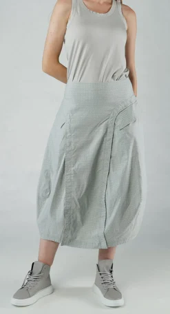 PRE-ORDER - Tulip Skirt with Front Panel in Navy Print (Pictured in Grey Check)