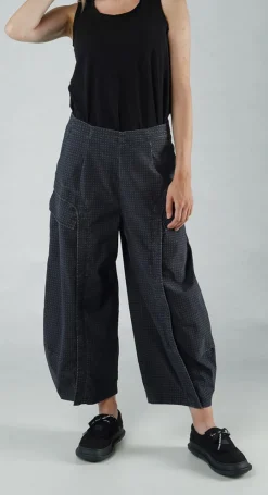 PRE-ORDER - Tulip Trousers with Front Panels in Navy Print (Pictured in Black Check)