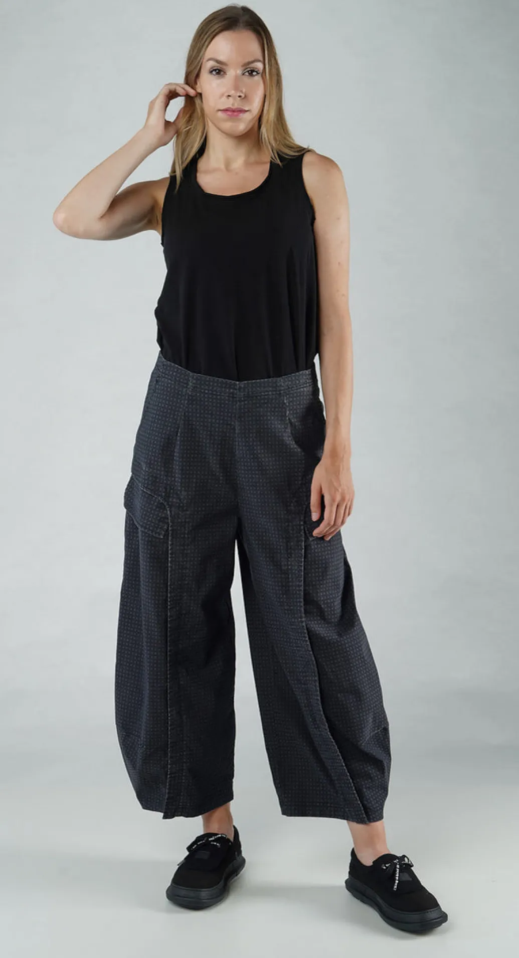 PRE-ORDER - Tulip Trousers with Front Panels in Malibu Print Tulip Trousers with Front Panels in Malibu Print (Pictured in Black Check)