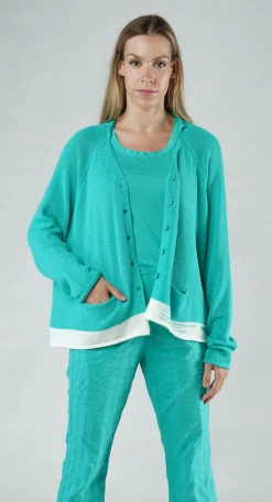 PRE-ORDER - V-Neck Cardigan in Black Print (Pictured in Aqua Print)