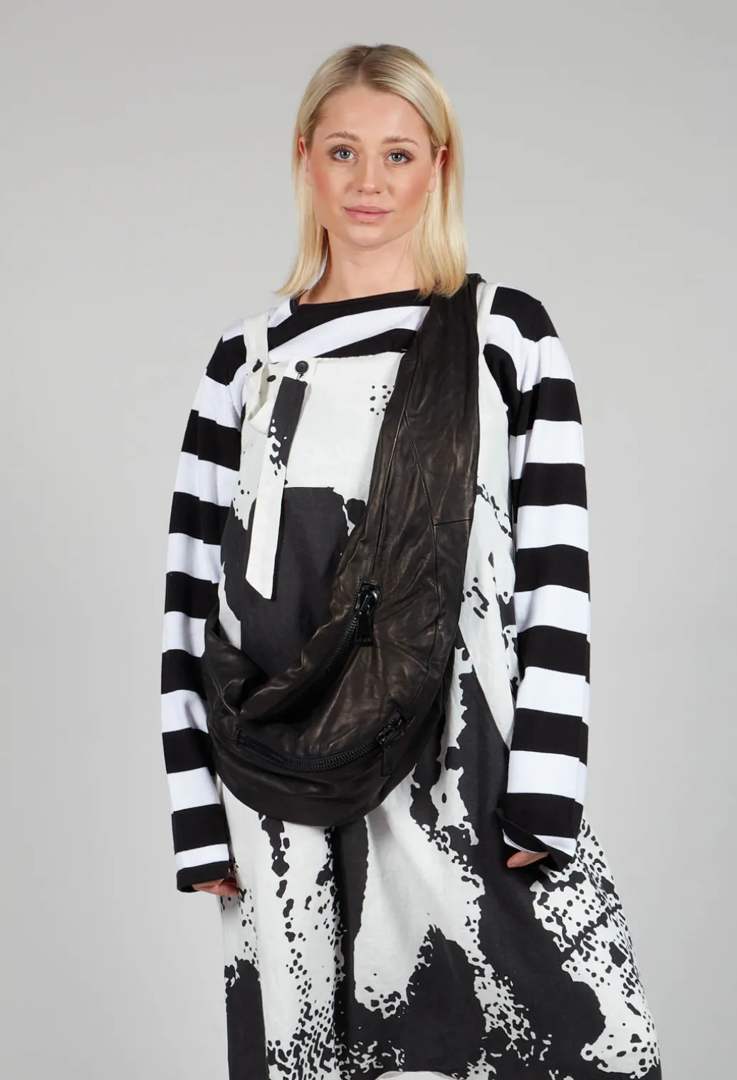 Print Linen Dungarees in Original White