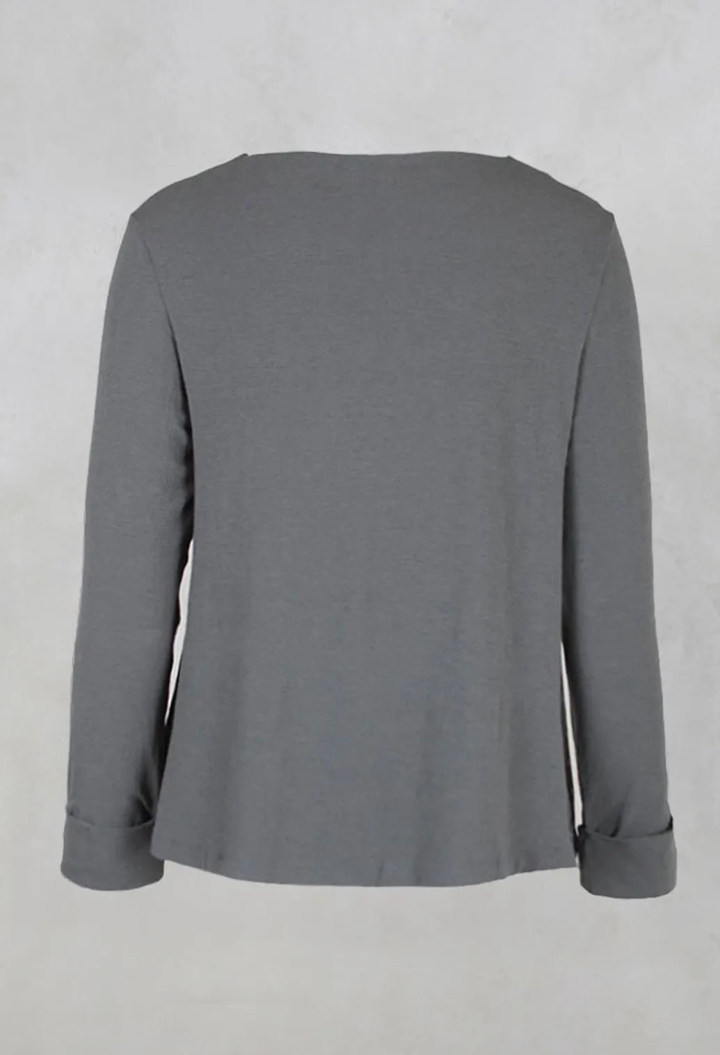 Printed Silk Contrasting Fabric Trapeze Shirt in Quartz