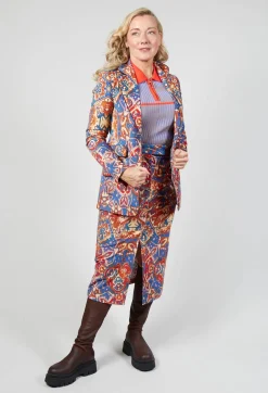 Printed Velvet Blazer in Carpet Print