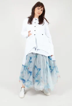 Printwork Tulle Skirt in Blue