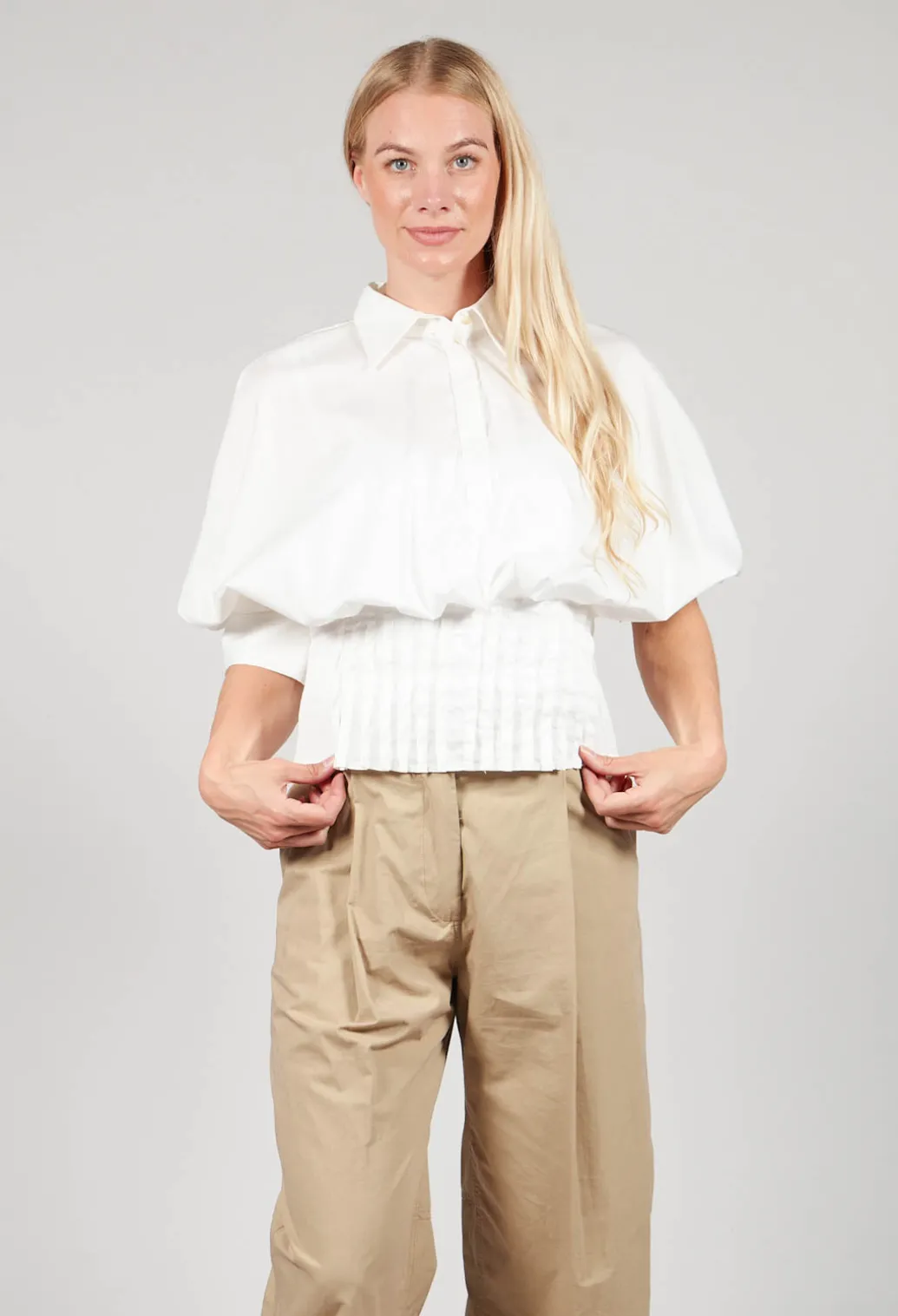 Puff Sleeve Shirt in Latte
