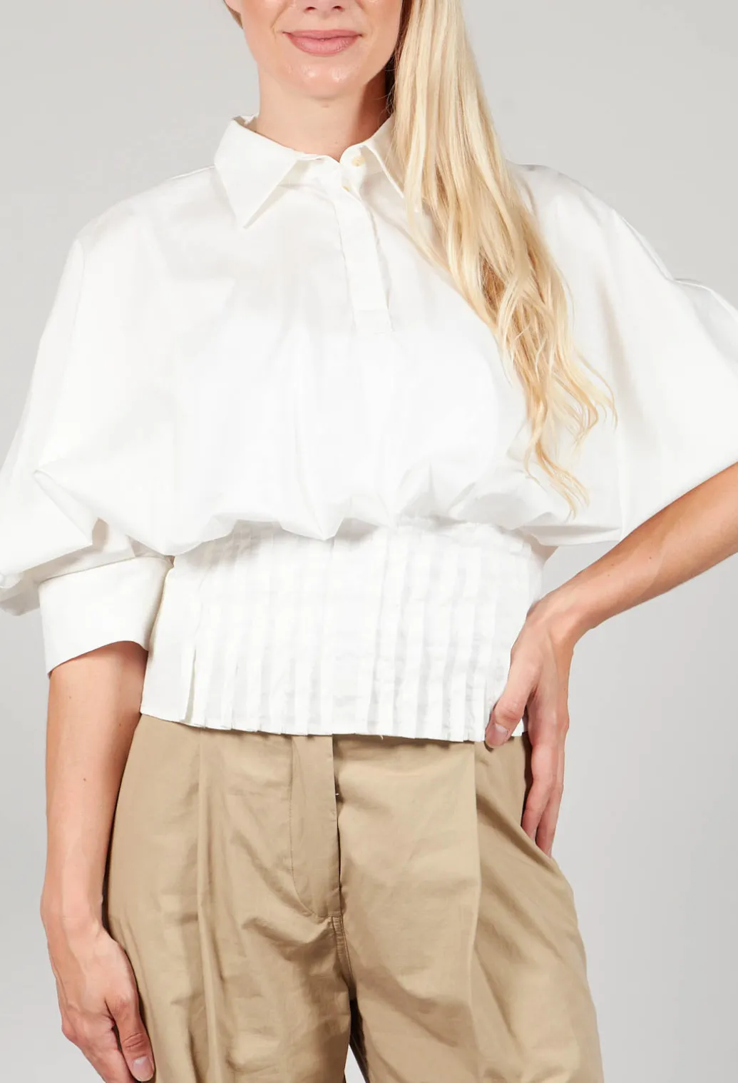 Puff Sleeve Shirt in Latte