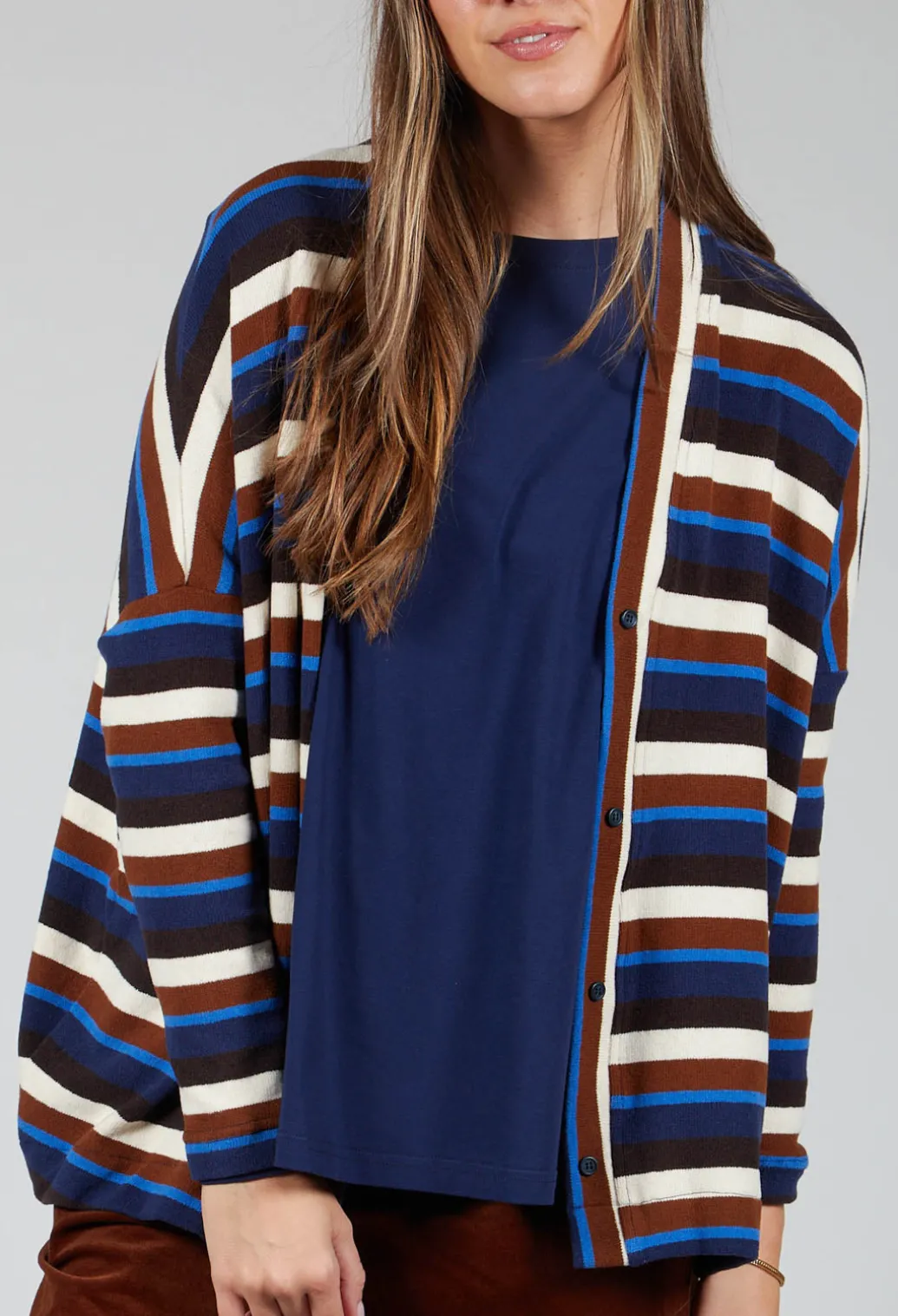 Pula Stripe Cardigan in Cannella