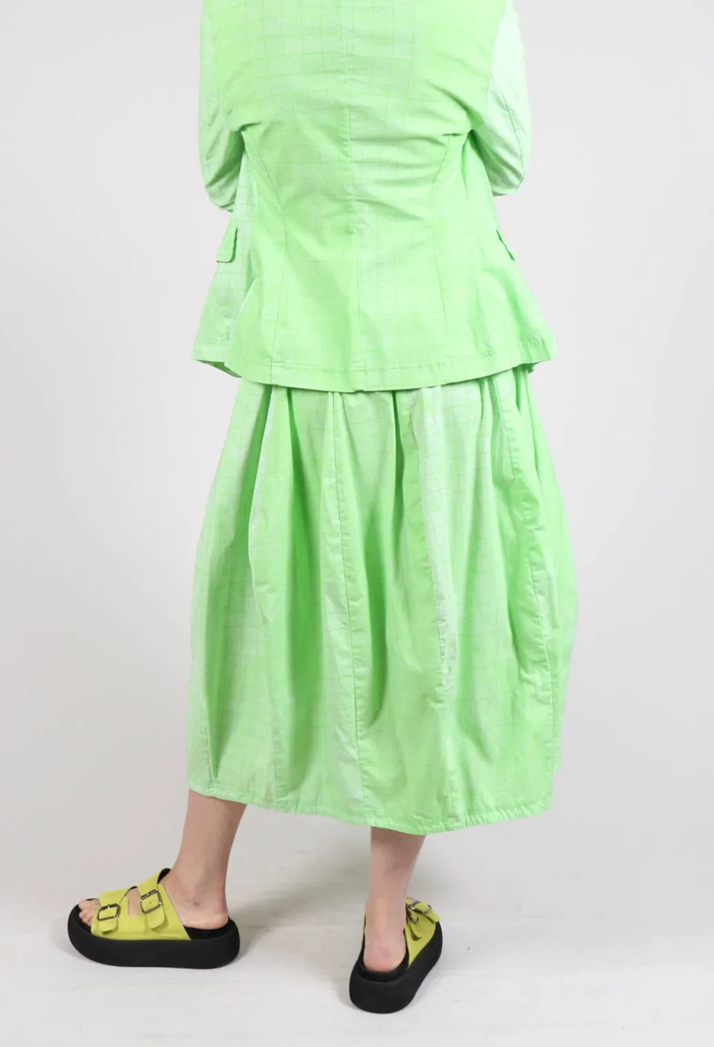 Pull On Tulip Skirt in Placed Lime Print