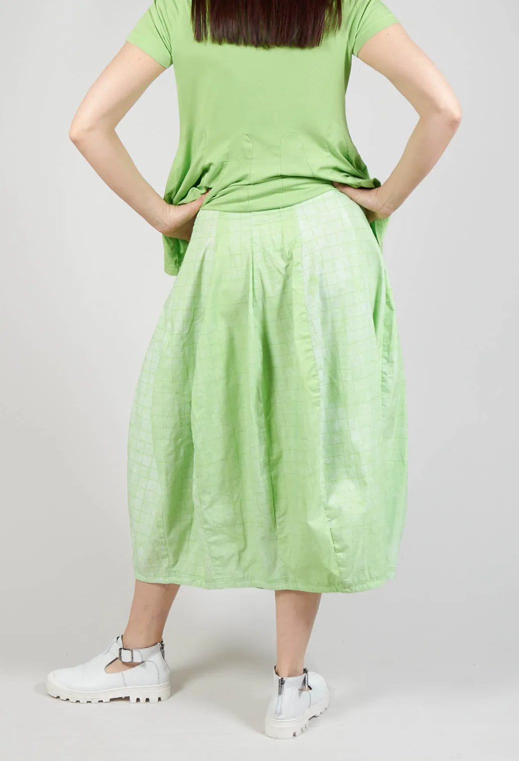 Pull On Tulip Skirt in Placed Lime Print
