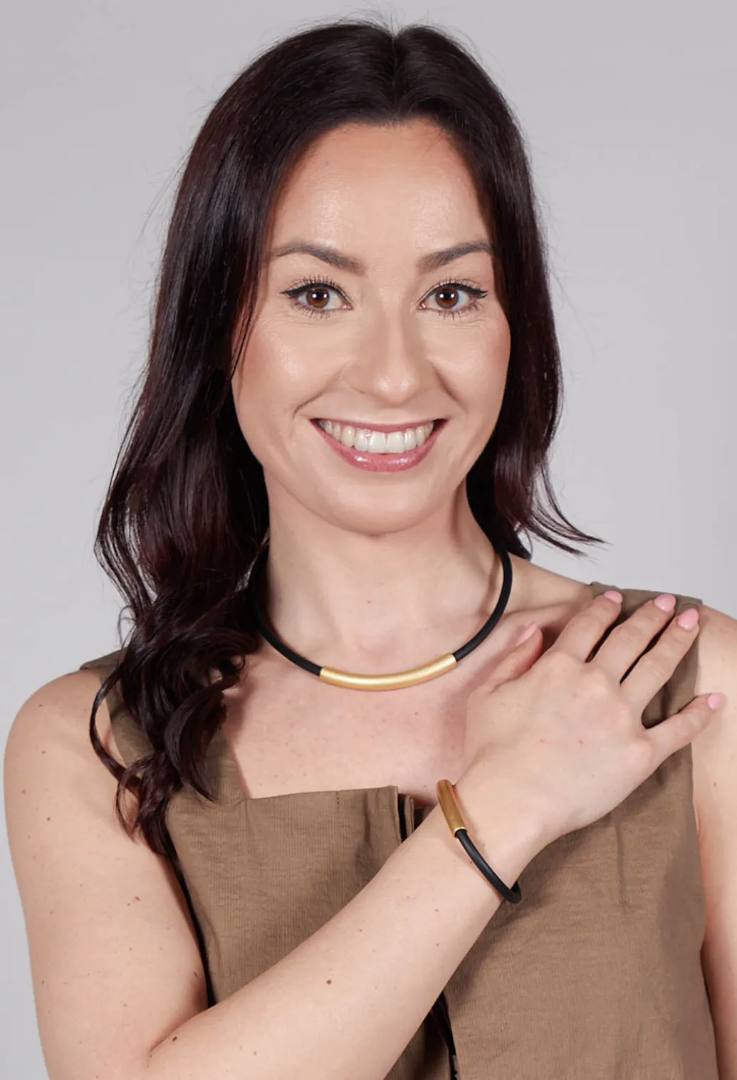 PVC Bracelet with Gold Plated Parts in Black