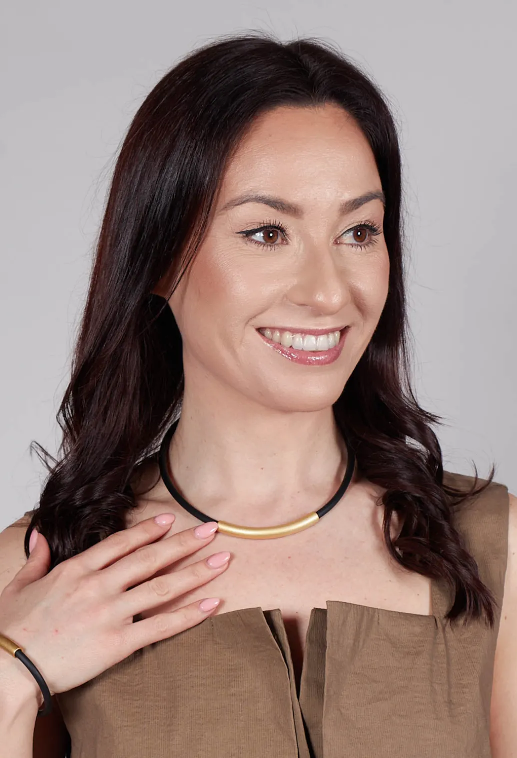 PVC Choker with Gold Plated Parts in Black